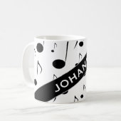 De naam van de douane + Vele Musical Notes Pattern Koffiemok (Voorkant links)