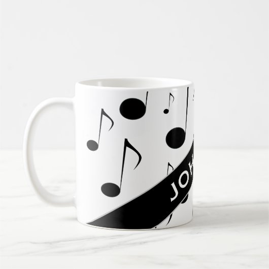 De naam van de douane + Vele Musical Notes Pattern Koffiemok (Links)
