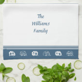 De Naam van de Familie van de douane Retro Campers Theedoek (Gevouwen)