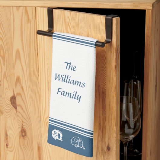 De Naam van de Familie van de douane Retro Campers Theedoek (Derde Gevouwen)