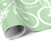 De naam van de groene  Retro Bicycle Boy op Cadeaupapier (Rol Hoek)