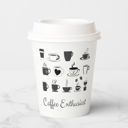 De naam van de koffieliefhebber | warme koffie papieren bekers (Achterkant)