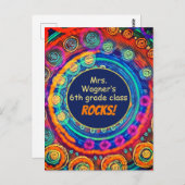 De Naam van de leraar en Klasse Rock, Kleurrijke P Briefkaart (Voorkant / Achterkant)