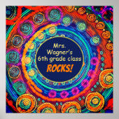 De Naam van de leraar en Klasse Rock, Kleurrijke P Poster (Voorkant)