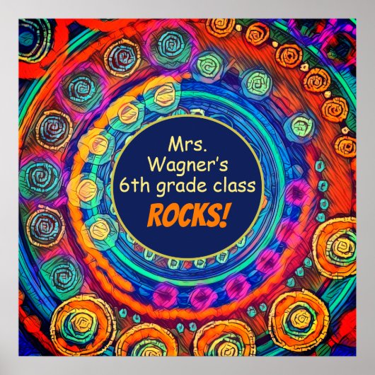 De Naam van de leraar en Klasse Rock, Kleurrijke P Poster (Voorkant)