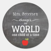 De naam van de leraar, gepersonaliseerd citaatbord ronde sticker (Voorkant)