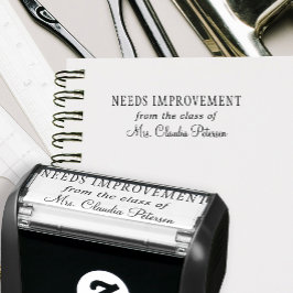 De naam van de leraar gepersonaliseerde huiswerkin  zelfinktende stempel