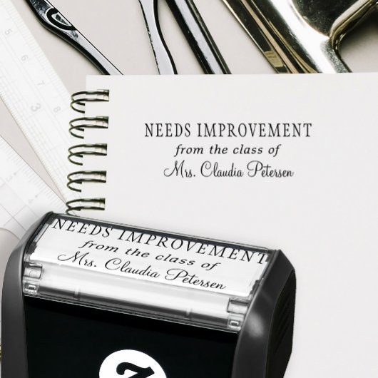 De naam van de leraar gepersonaliseerde huiswerkin  zelfinktende stempel