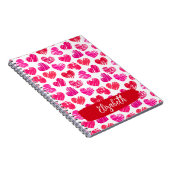 De naam van de moderne rode en roze doodled harten notitieboek (Rechterzijde)