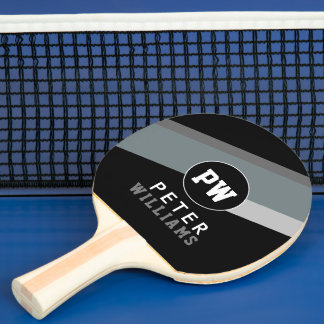 De Naam van de Monogramspeler Koel Modern Zwart Tafeltennisbatje