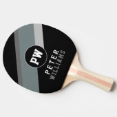 De Naam van de Monogramspeler Koel Modern Zwart Tafeltennisbatje (Zijkant)