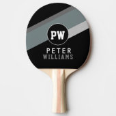 De Naam van de Monogramspeler Koel Modern Zwart Tafeltennisbatje (Voorkant)