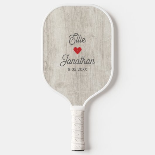 De Naam van de paar van het huwelijk, Hart, Datum, Pickleball Paddle (Voorkant)