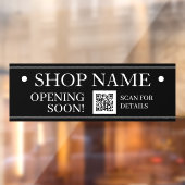DE NAAM VAN DE SHOP, die snel openen, QR Code, Zwa Raamsticker (Vel 2)