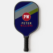 De naam van de speler op Striped Blue Pickleball Paddle (Achterkant)