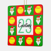 De Naam van de Speler van de softball en de Douane Keramisch Ornament (Links)