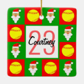 De Naam van de Speler van de softball en de Douane Keramisch Ornament (Achterkant)