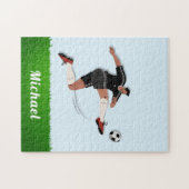 De naam van de voetbalspeler van de jongen Athlete Legpuzzel (Horizontaal)