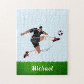 De naam van de voetbalspeler van de jongen Athlete Legpuzzel (Verticaal)