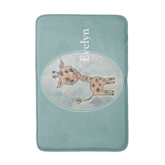 De naam van de Waterverf handschilderde Giraffe be Badmat (Voorkant Verticaal)