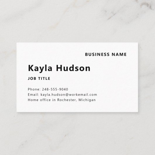 De Naam van de werknemer met de Code van het Bedri Visitekaartje (Achterkant)