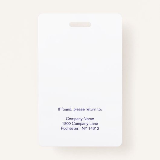 De naam van de werknemer van Modern Blue & White L Badge (Achterkant)