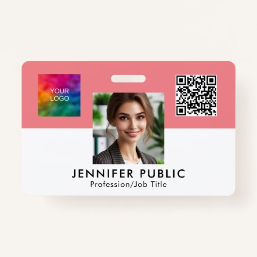 De Naam van de werknemersfoto hier QR Code Busines Badge (Voorkant)