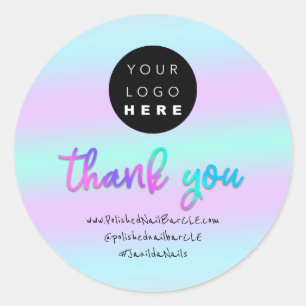 De Naam van het Bedrijf van de logo Dank u Blauw R Ronde Sticker