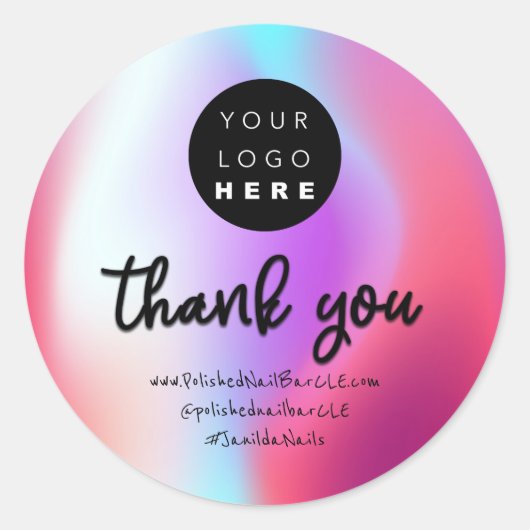 De Naam van het Bedrijf van de logo Dank u het Win Ronde Sticker (Voorkant)