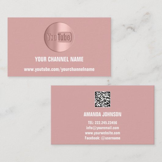 DE NAAM VAN HET KANAAL U DROOGDE LOGO QR CODE ROOS VISITEKAARTJE (Voorkant / Achterkant)