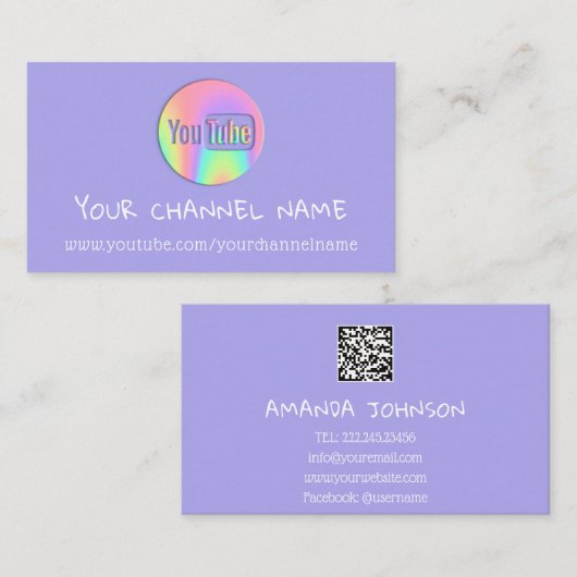 DE NAAM VAN HET KANAAL U DRUKHOLOGRAFIE VAN DE COD VISITEKAARTJE (Voorkant / Achterkant)