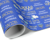 De naam van het kind Hanukkah Wrapping Paper Gift Cadeaupapier (Rol Hoek)