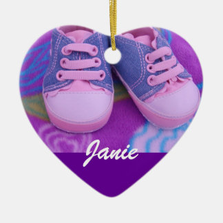 De naam van het kind siercadeaus Roze schoenen Keramisch Ornament