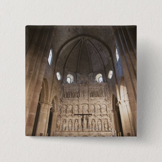 De naam van het klooster Santa Maria de Poblet Vierkante Button 5,1 Cm (Voorkant)