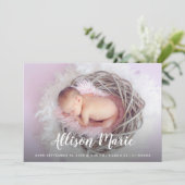 De Naam van het manuscript Elegant Foto Baby Moder Aankondiging (Staand voorkant)