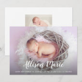 De Naam van het manuscript Elegant Foto Baby Moder Aankondiging (Voorkant / Achterkant)