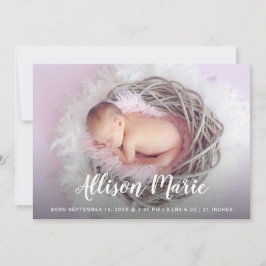 De Naam van het manuscript Elegant Foto Baby Moder Aankondiging