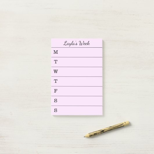 De Naam van het manuscript roze wekelijks om Post- Post-it® Notes (Op bureau)