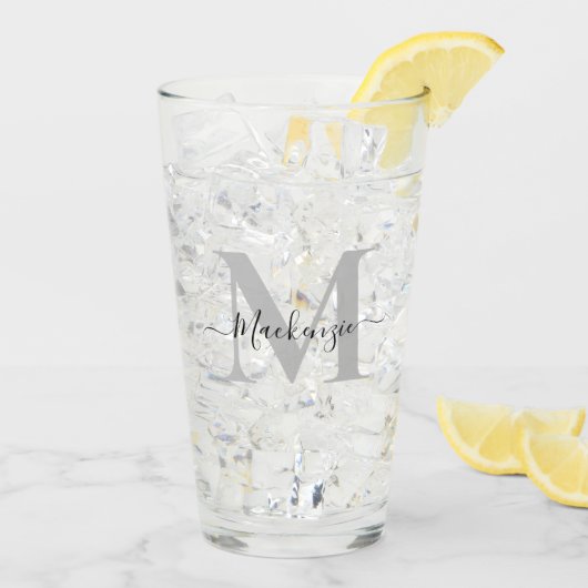 De naam van het Monogram Initiaal aanpassen Drink Glas (Achterkant ijs)
