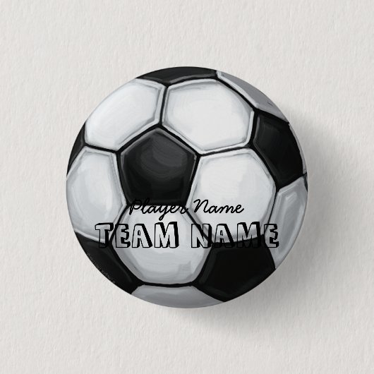 De Naam van het team en het Voetbal van het Aantal Ronde Button 3,2 Cm (Voorkant)