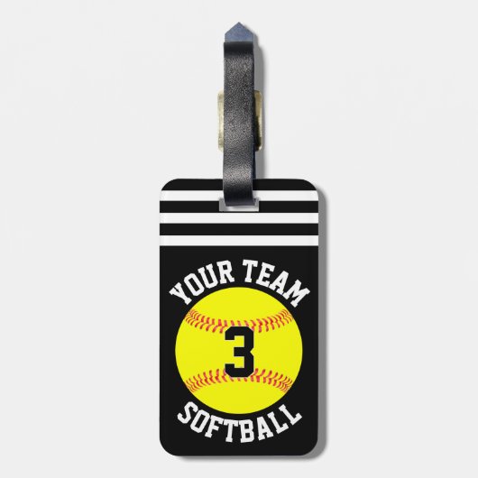 De Naam van het Team van Softball en de FastpitchB Bagagelabel (Achterkant verticaal)