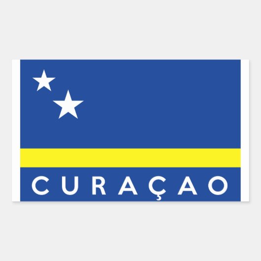 de naam van het vlaggenland van de curacao rechthoekige sticker (Voorkant)