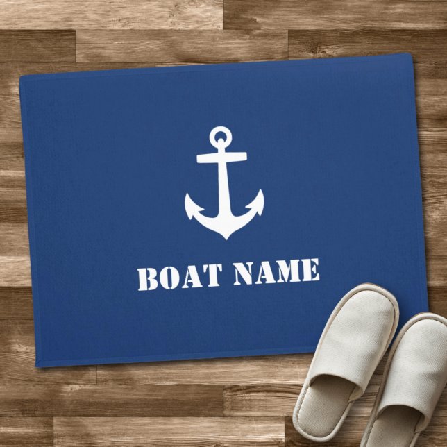 De naam van je boot Anchor Navy Blue Deurmat (Creator heeft geüpload)