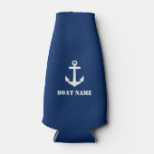 De naam van je boot Anchor Navy Blue Flesjeskoeler (Voorkant)