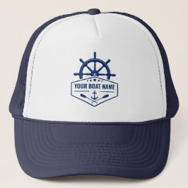 De naam van je boot Anchor Oars Helm Stars in Navy Trucker Pet