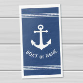 De naam van je boot Nautical Anchor Navy Blue Servet