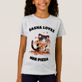 De naam van je kind houdt van Pizza Cute Cat T-shirt (Voorkant)