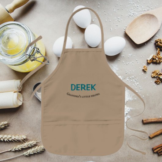 De naam van oma's kleine helperjongen kinder schort