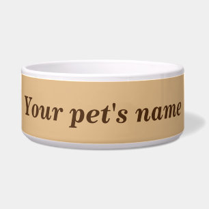De naam van uw huisdier met lichtbruine achtergron voerbakje