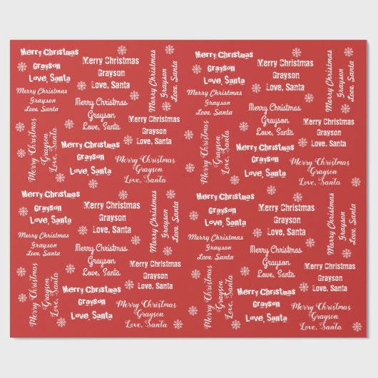 De naam van uw kind op rood pakpapier van de Kerst (Vlak)